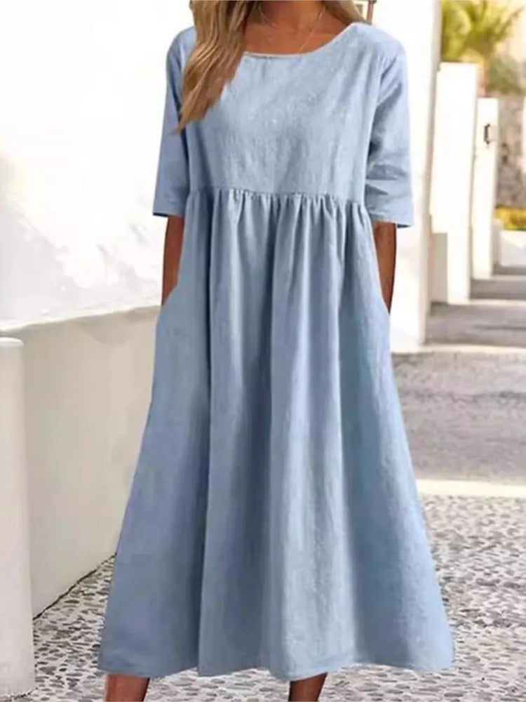Women's Spring Dress with Flowy Design and Floral Print