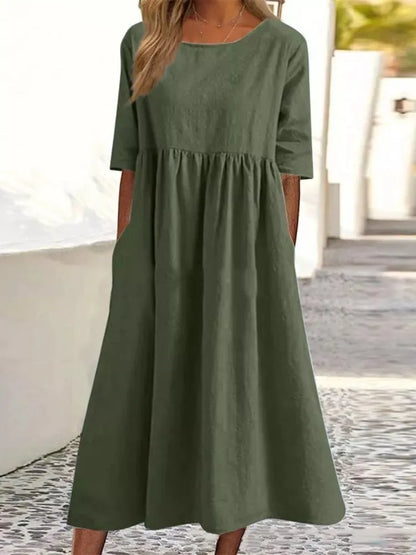 Women's Spring Dress with Flowy Design and Floral Print
