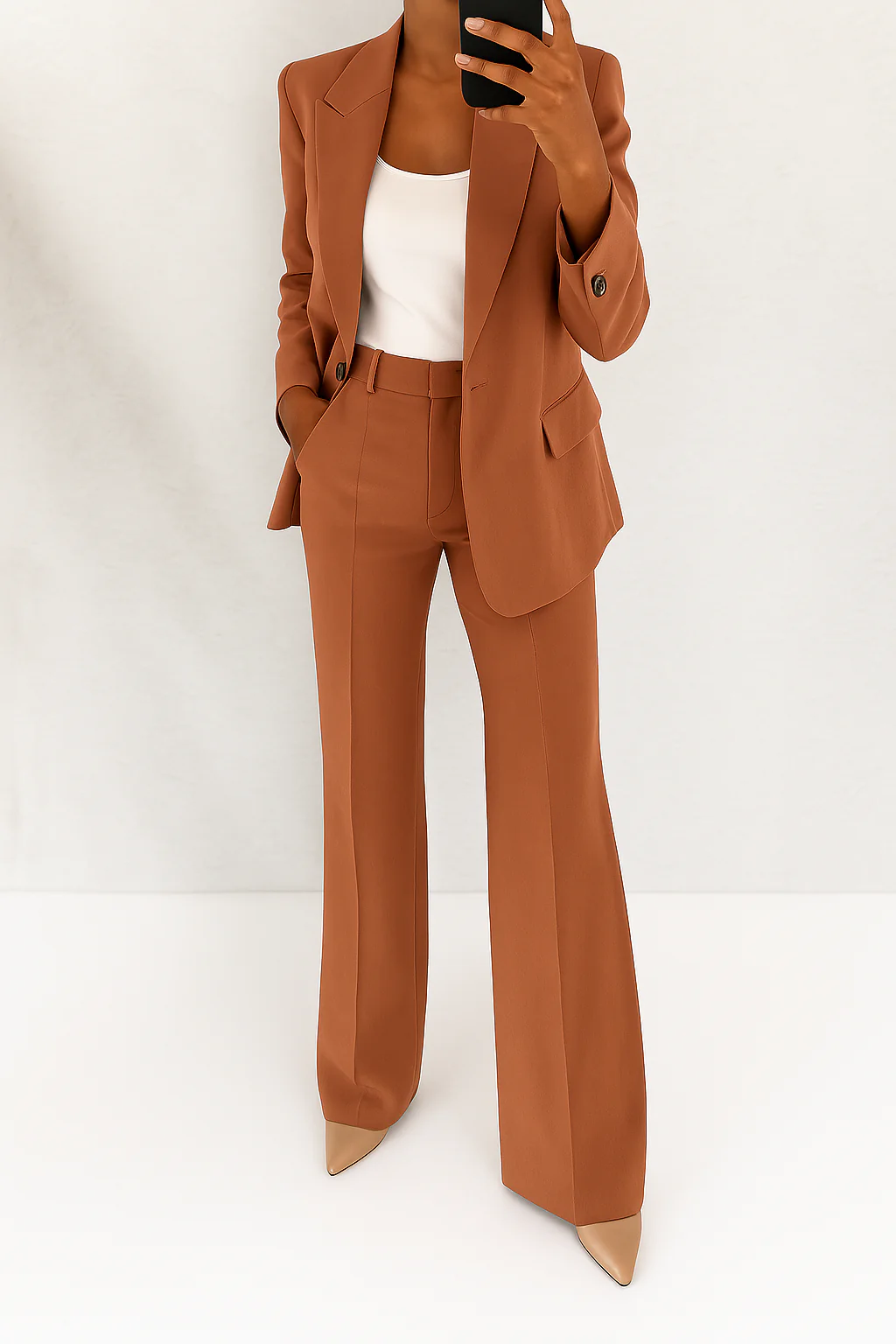 Effortless Tailored Silhouette Crepe Two Piece Suit For All Day Polished Comfort