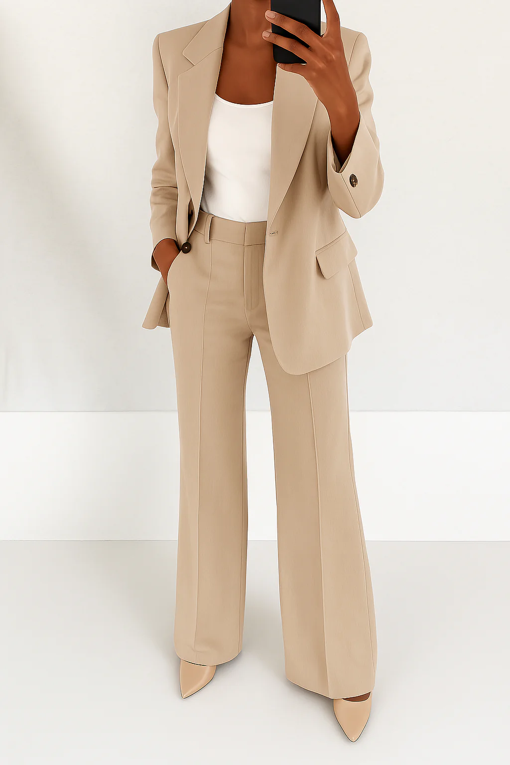 Effortless Tailored Silhouette Crepe Two Piece Suit For All Day Polished Comfort