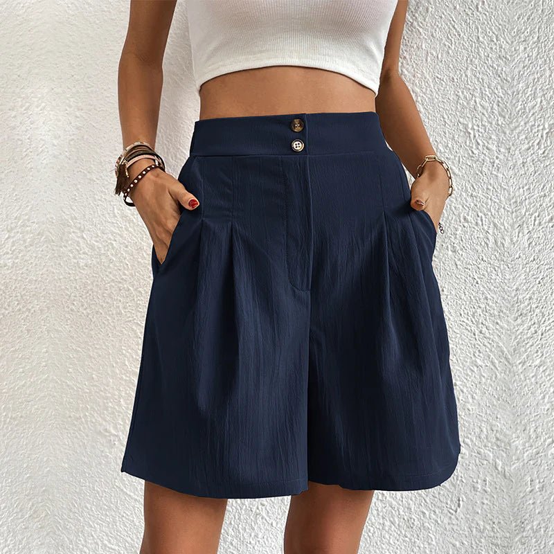 Jocelyn | High Waist Wide Leg Shorts with Pleats and Pockets