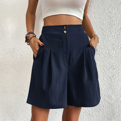Jocelyn | High Waist Wide Leg Shorts with Pleats and Pockets