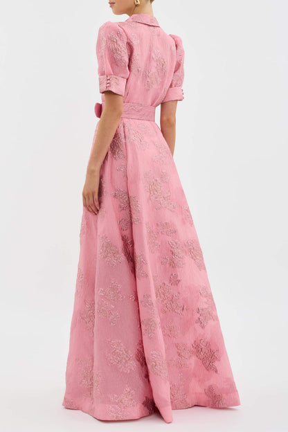 Sophisticated Retro Inspired High-Waist Pink Dress With Flattering Silhouette And Timeless Charm For Women