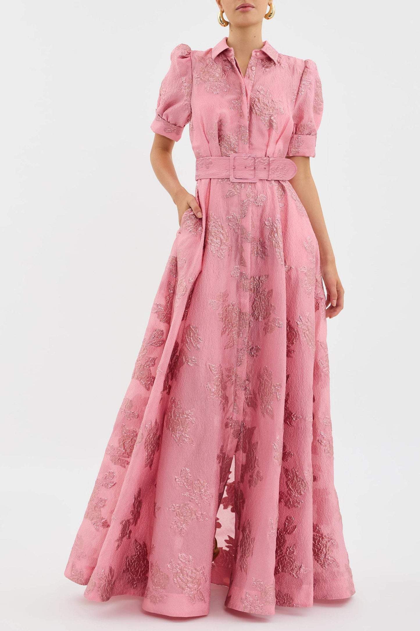 Sophisticated Retro Inspired High-Waist Pink Dress With Flattering Silhouette And Timeless Charm For Women