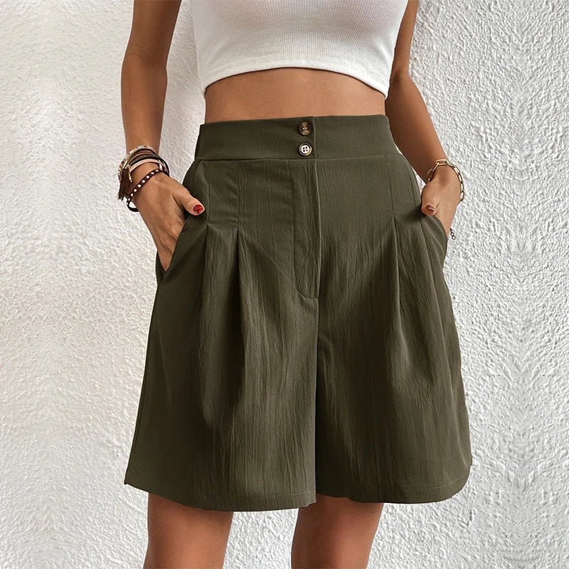 Jocelyn | High Waist Wide Leg Shorts with Pleats and Pockets
