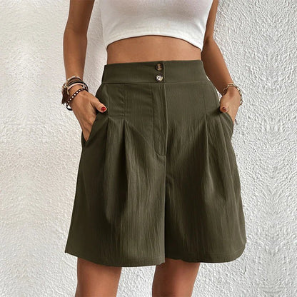Jocelyn | High Waist Wide Leg Shorts with Pleats and Pockets