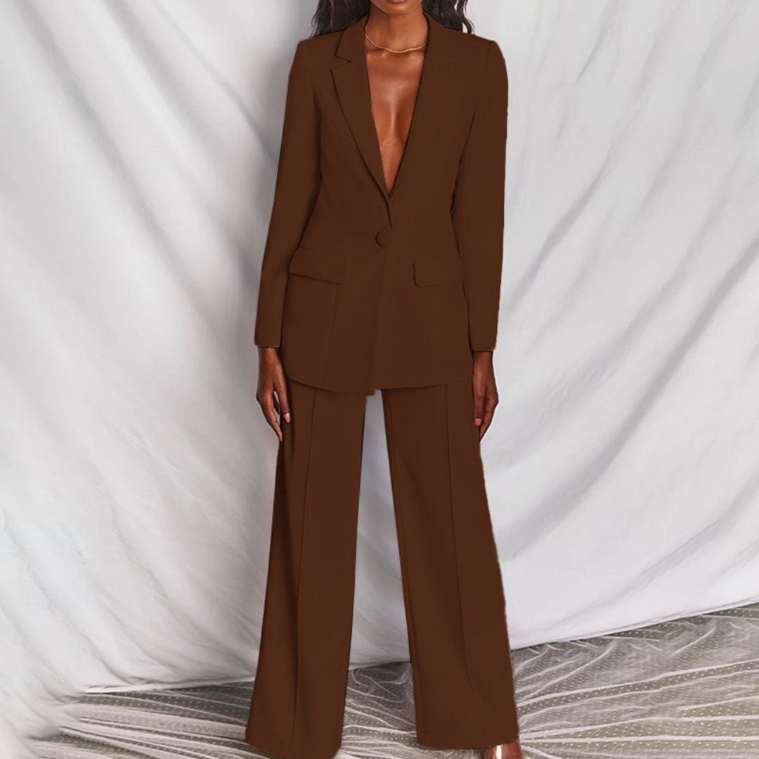 Women’s Wool Blend Blazer and Trousers Set – Elegant Couture Inspired Tailored Luxe Finish Suit
