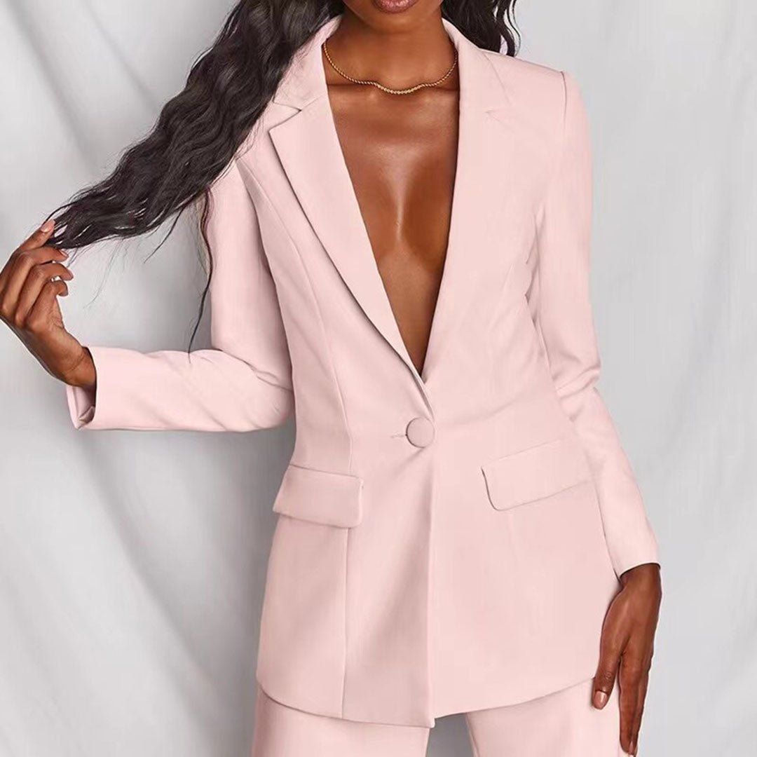 Women’s Wool Blend Blazer and Trousers Set – Elegant Couture Inspired Tailored Luxe Finish Suit