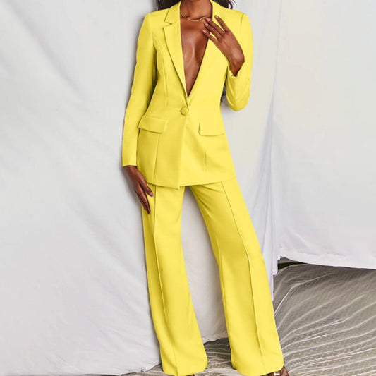 Women’s Wool Blend Blazer and Trousers Set – Elegant Couture Inspired Tailored Luxe Finish Suit