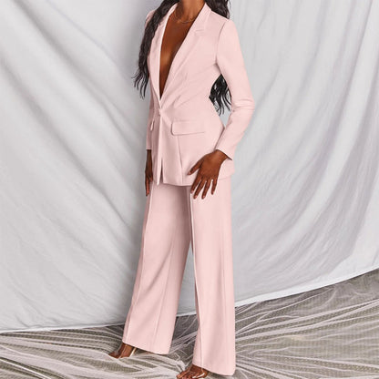 Women’s Wool Blend Blazer and Trousers Set – Elegant Couture Inspired Tailored Luxe Finish Suit