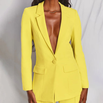 Women’s Wool Blend Blazer and Trousers Set – Elegant Couture Inspired Tailored Luxe Finish Suit