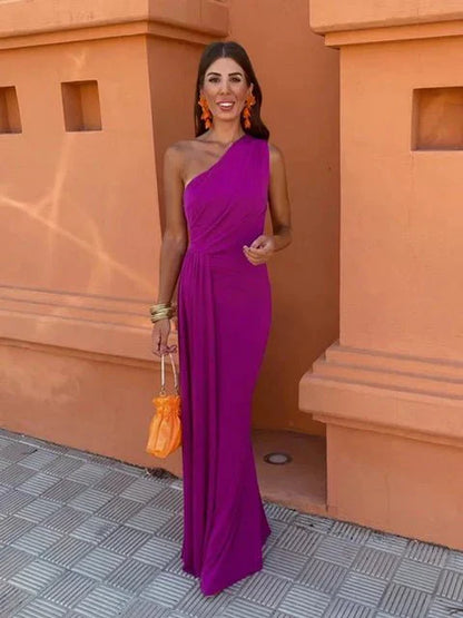 Women’s Satin Wedding Guest Dress – Elegant Contouring Bodice Figure Flattering Design