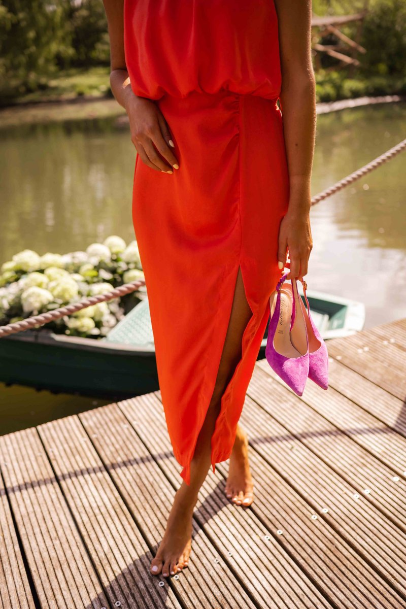 Women’s Linen Cotton Blend Midi Dress – Timeless Elegant Neckline Breathable Flowing Silhouette Dress