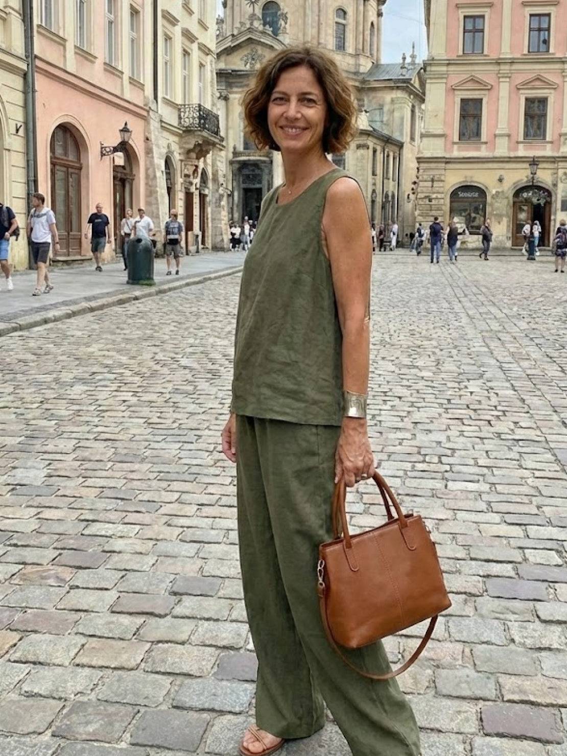 Alina | Sleeveless Tank Top with Matching Wide-Leg Trousers