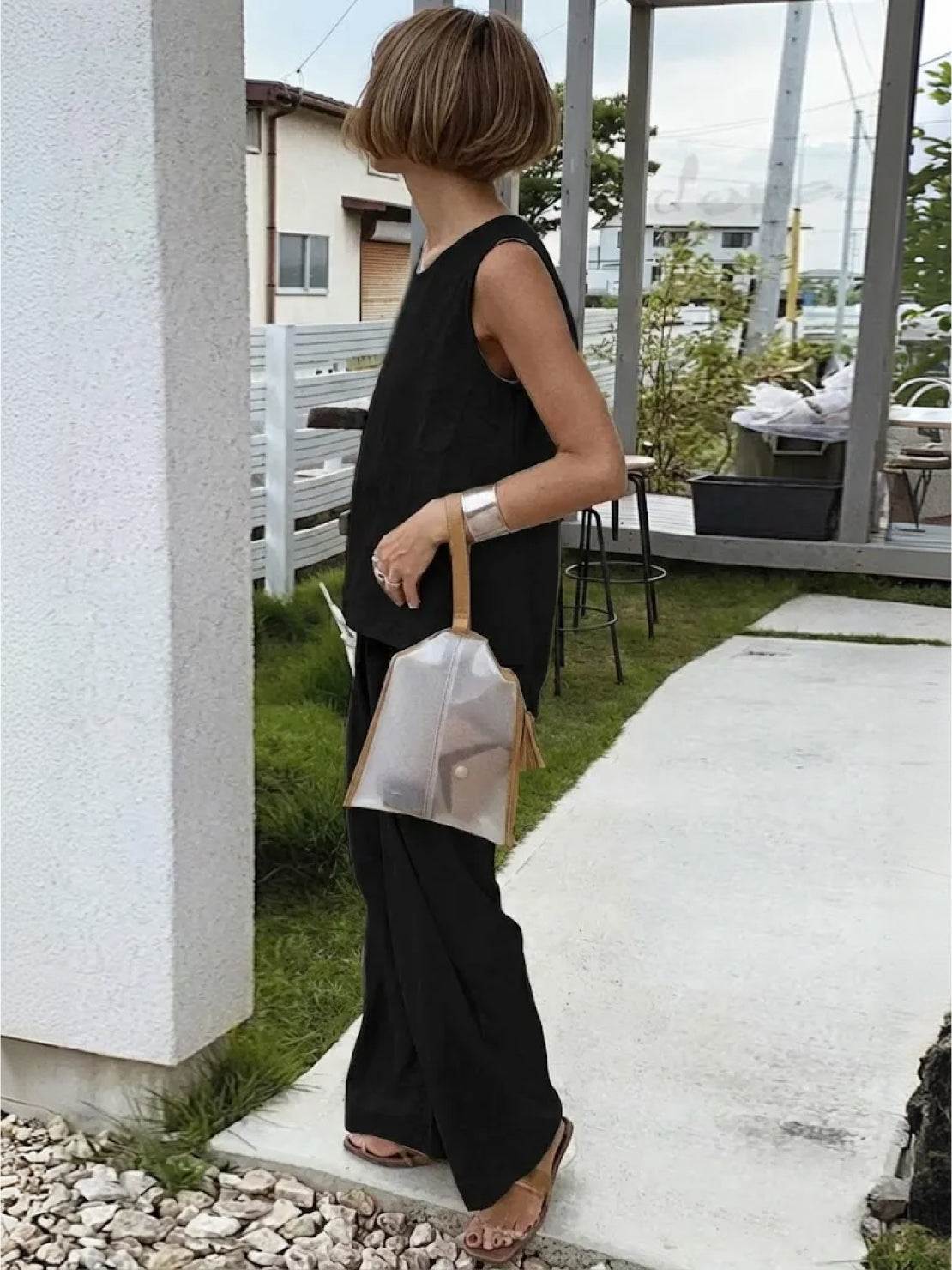 Alina | Sleeveless Tank Top with Matching Wide-Leg Trousers