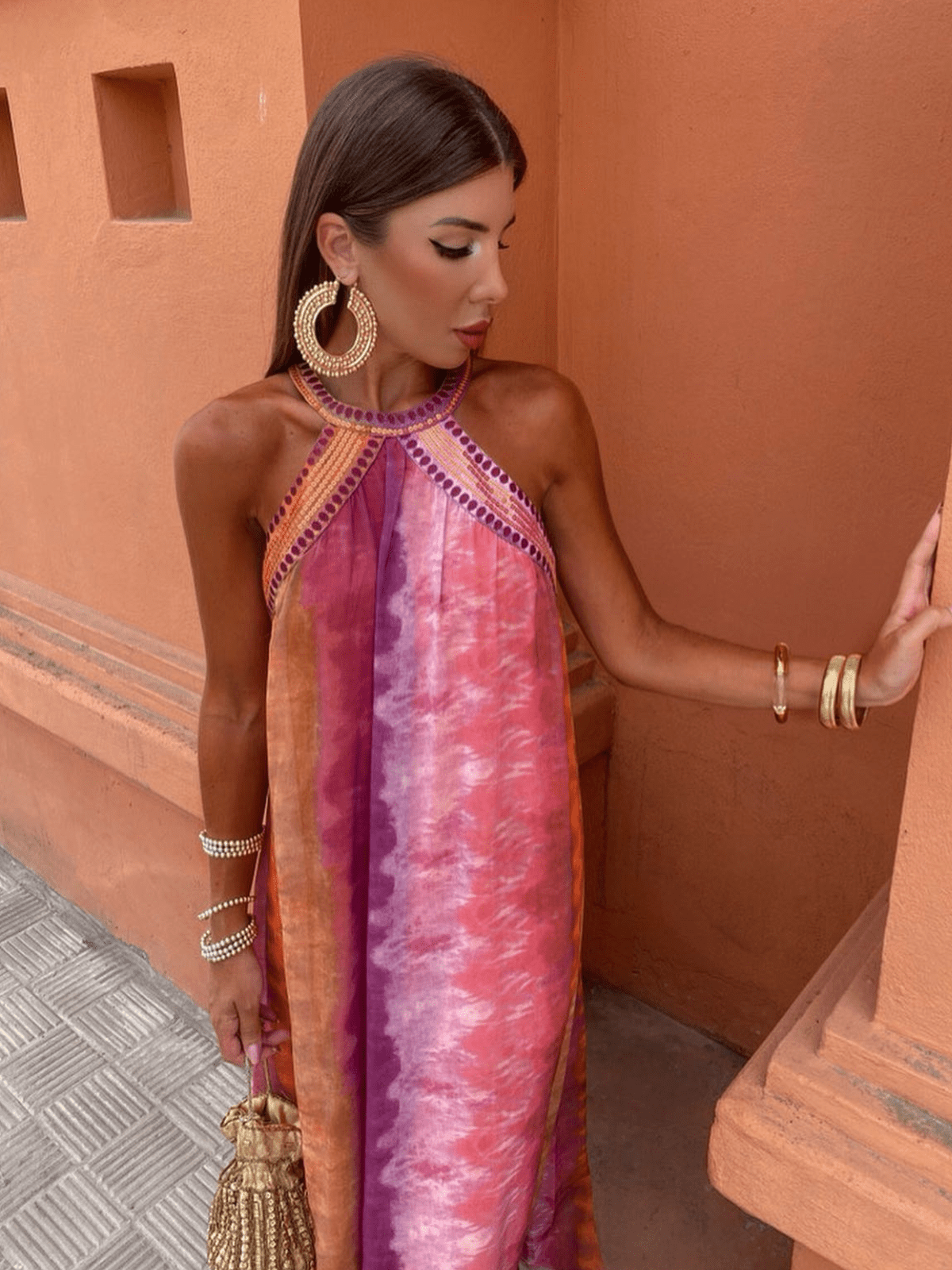 Exquisite Ombre Gradient Lightweight Sheer Chiffon For Flattering Silhouette Dress