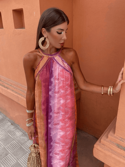 Exquisite Ombre Gradient Lightweight Sheer Chiffon For Flattering Silhouette Dress