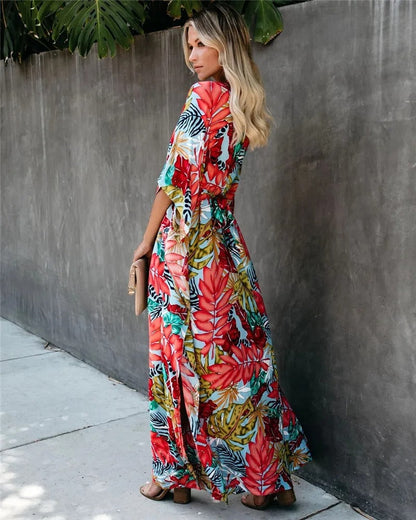 Women's Boho Beach Cover-Up with Flowing Design and Draped Style