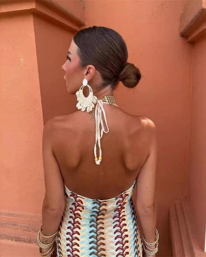 Women's Crochet Draped Dress with Elegant Design and Versatile Style