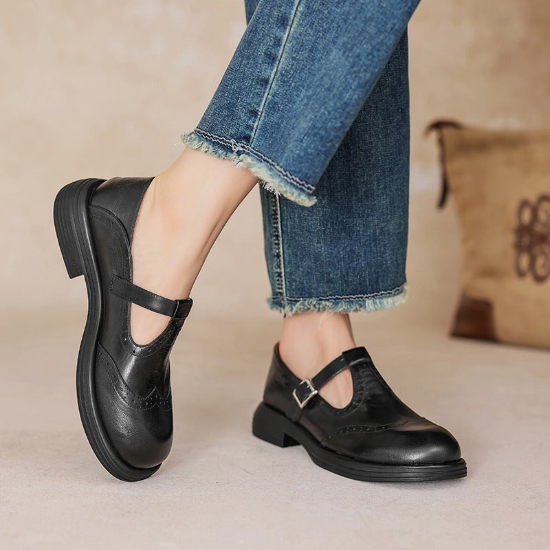 Women's Vegan Leather Mary Jane Sandal with Classic Design and Adjustable Strap