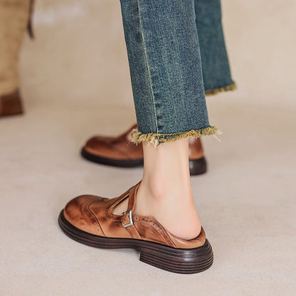 Women's Vegan Leather Mary Jane Sandal with Classic Design and Adjustable Strap