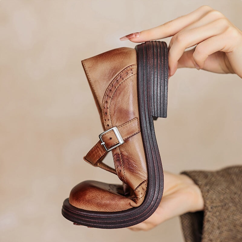 Women's Vegan Leather Mary Jane Sandal with Classic Design and Adjustable Strap