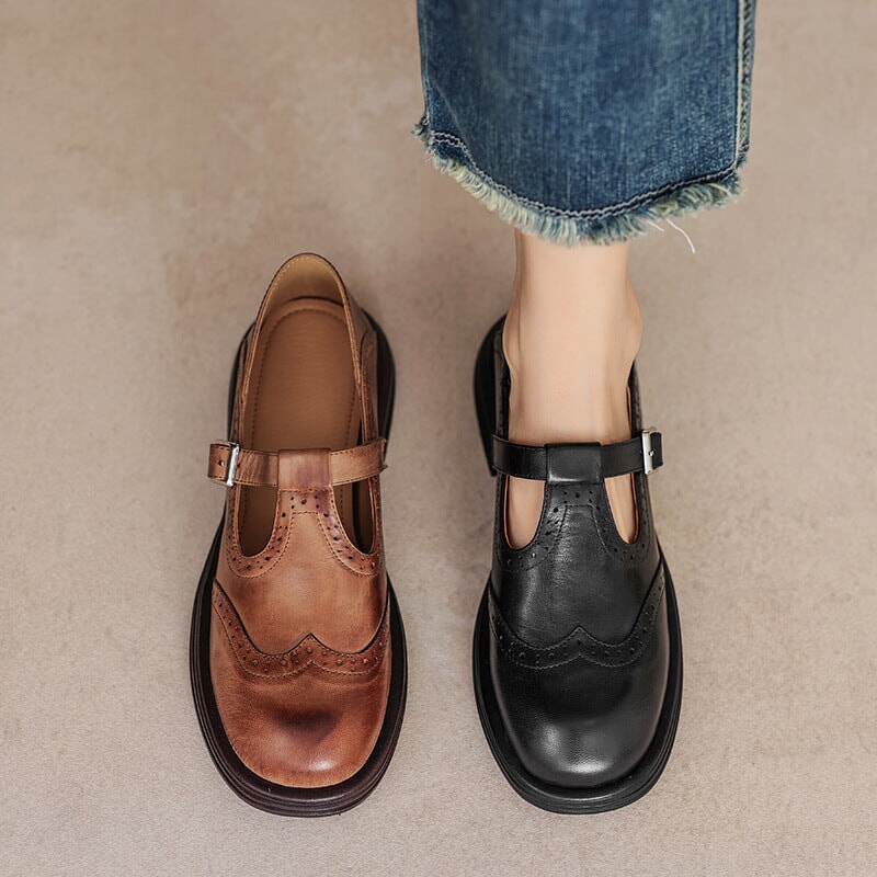 Women's Vegan Leather Mary Jane Sandal with Classic Design and Adjustable Strap