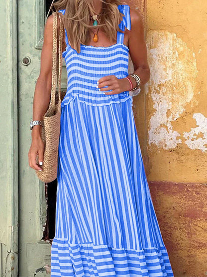 Women's Striped Summer Dress with Sleeveless Design and Flowy Fit