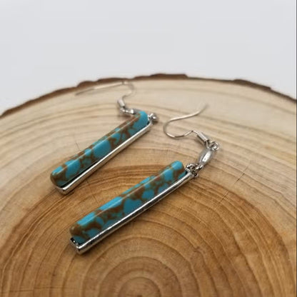 Women's Vintage Turquoise Earrings with Unique Design and Artisan Craftsmanship