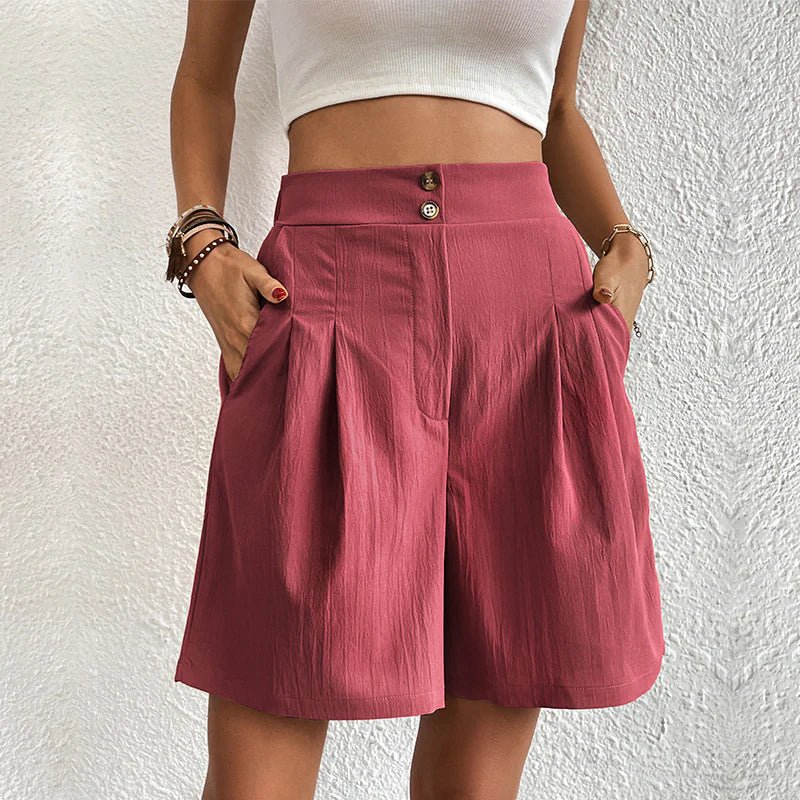 Jocelyn | High Waist Wide Leg Shorts with Pleats and Pockets