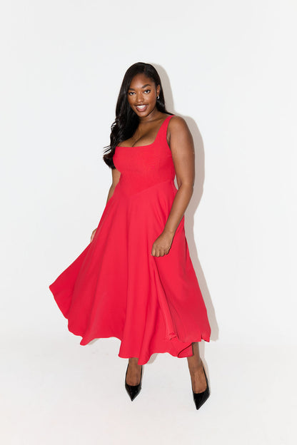 Timeless Square-Neck Georgette With Ultra-Flowy Silhouette And Comfort Midi Dress