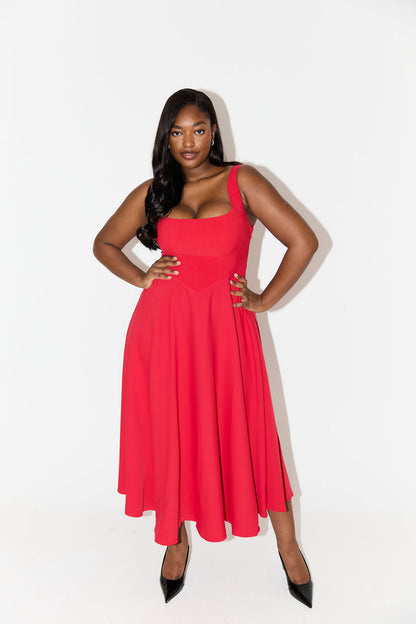 Timeless Square-Neck Georgette With Ultra-Flowy Silhouette And Comfort Midi Dress