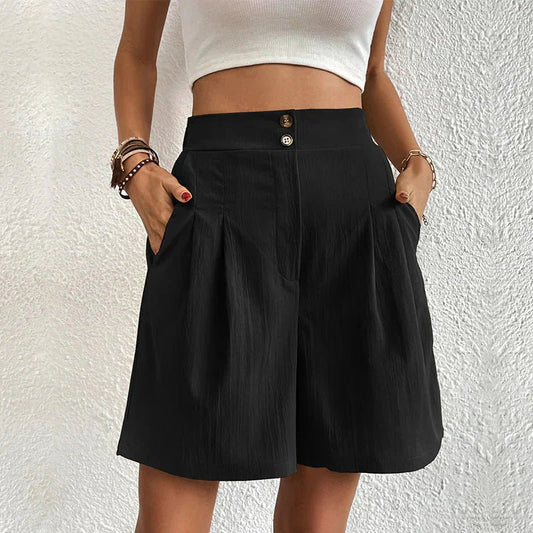 Jocelyn | High Waist Wide Leg Shorts with Pleats and Pockets