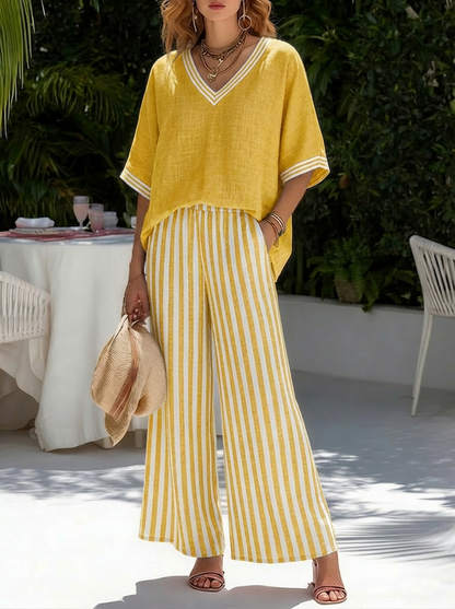 Women’s Elegant Linen Two-Piece Set | Chic Summer Co-Ord Outfit