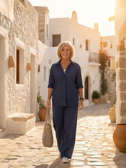 Charlotte | Button-Down Shirt with Wide-Leg Trousers Set