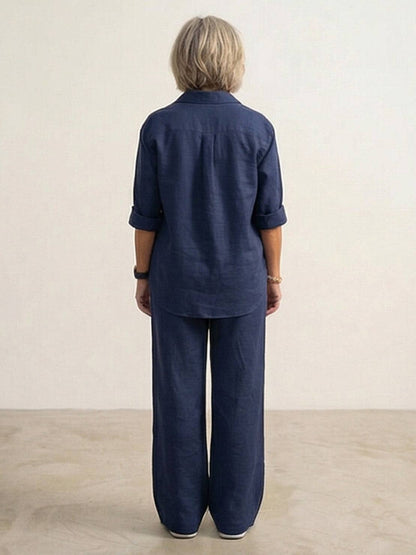 Charlotte | Button-Down Shirt with Wide-Leg Trousers Set