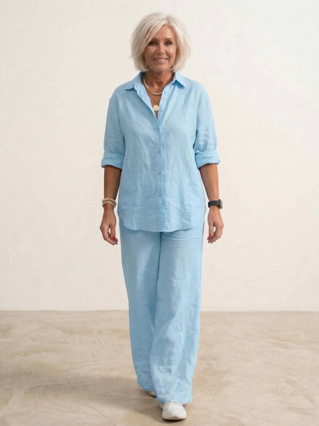Charlotte | Button-Down Shirt with Wide-Leg Trousers Set