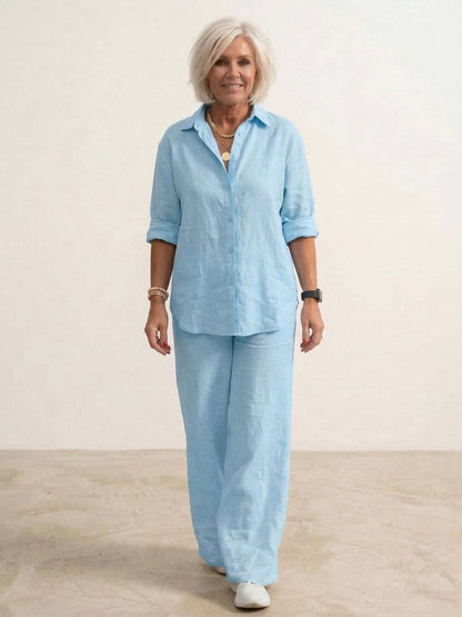 Charlotte | Button-Down Shirt with Wide-Leg Trousers Set
