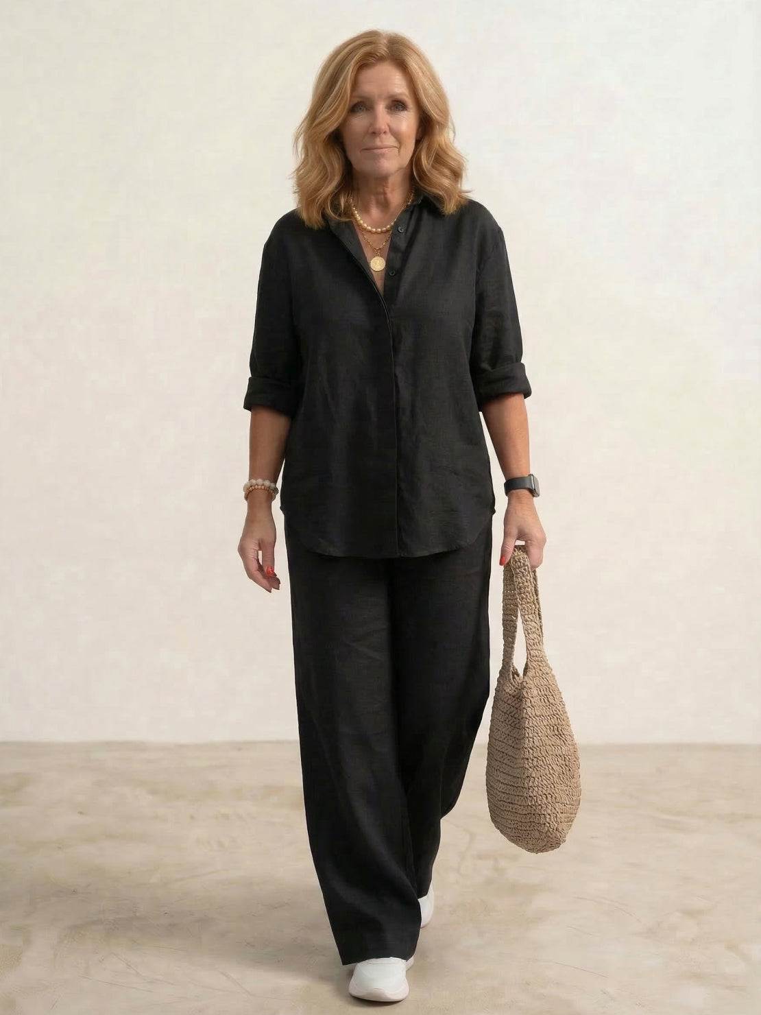 Charlotte | Button-Down Shirt with Wide-Leg Trousers Set