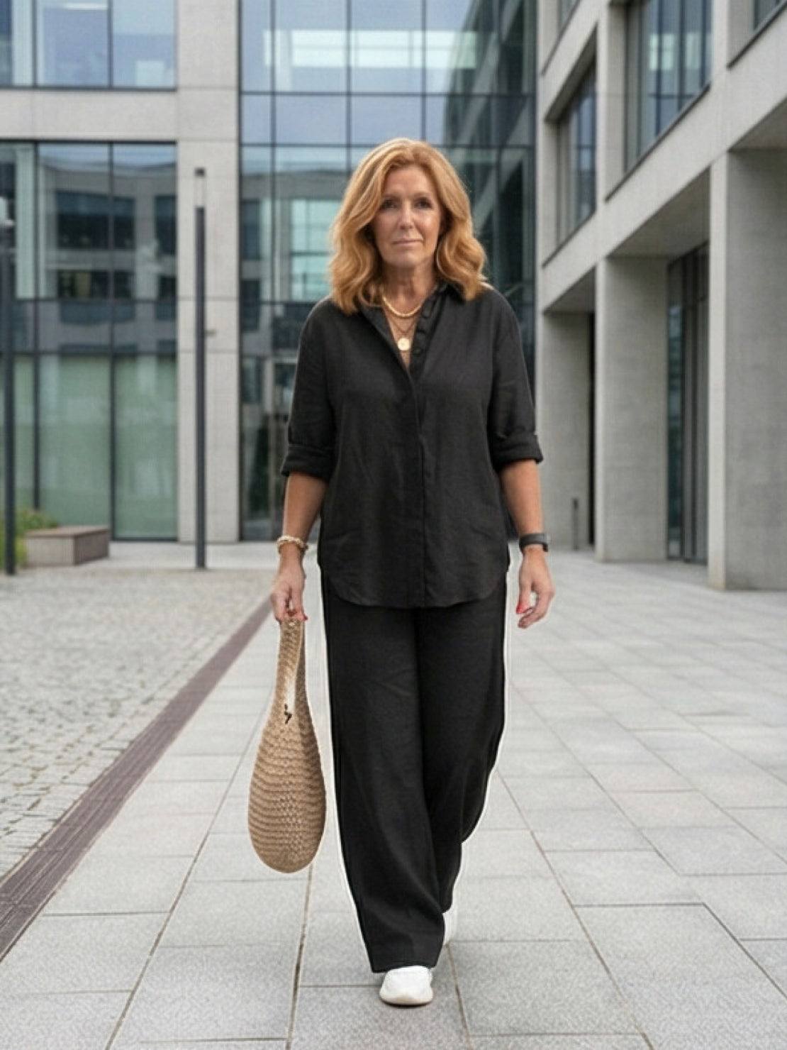 Charlotte | Button-Down Shirt with Wide-Leg Trousers Set