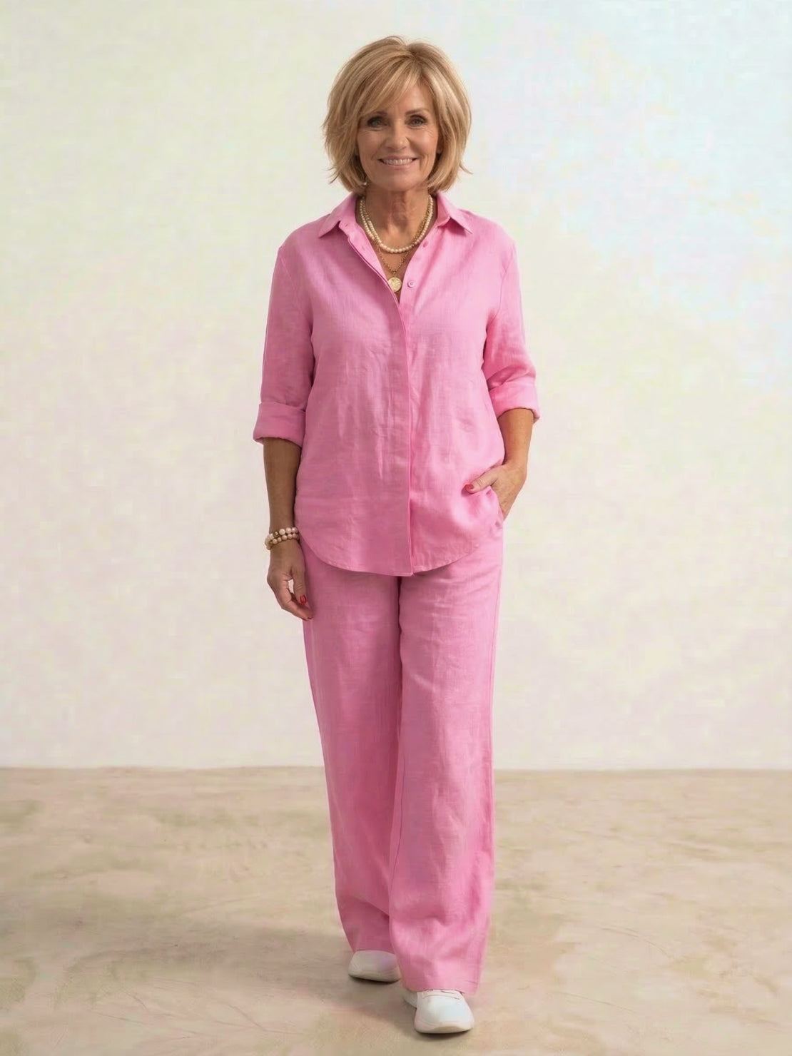 Charlotte | Button-Down Shirt with Wide-Leg Trousers Set