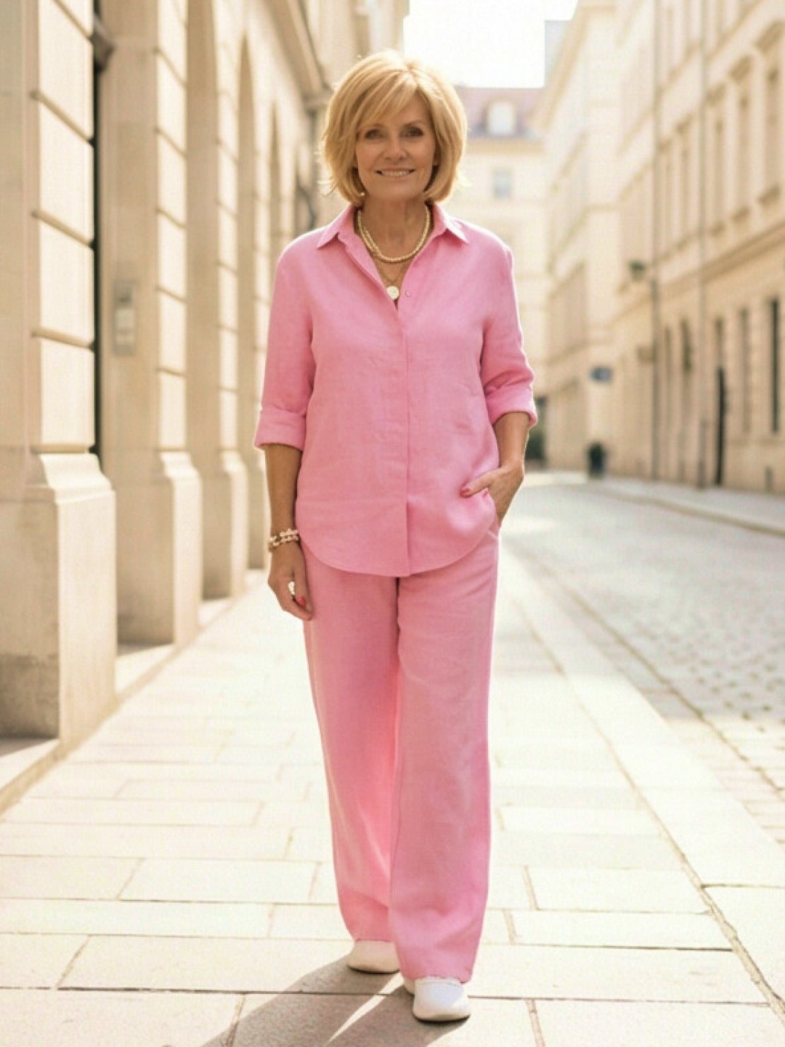 Charlotte | Button-Down Shirt with Wide-Leg Trousers Set