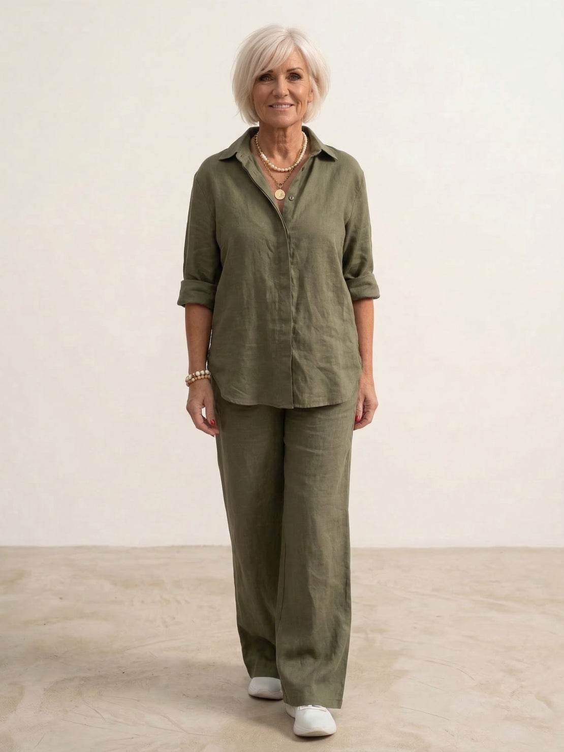 Charlotte | Button-Down Shirt with Wide-Leg Trousers Set