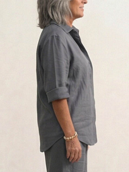 Charlotte | Button-Down Shirt with Wide-Leg Trousers Set