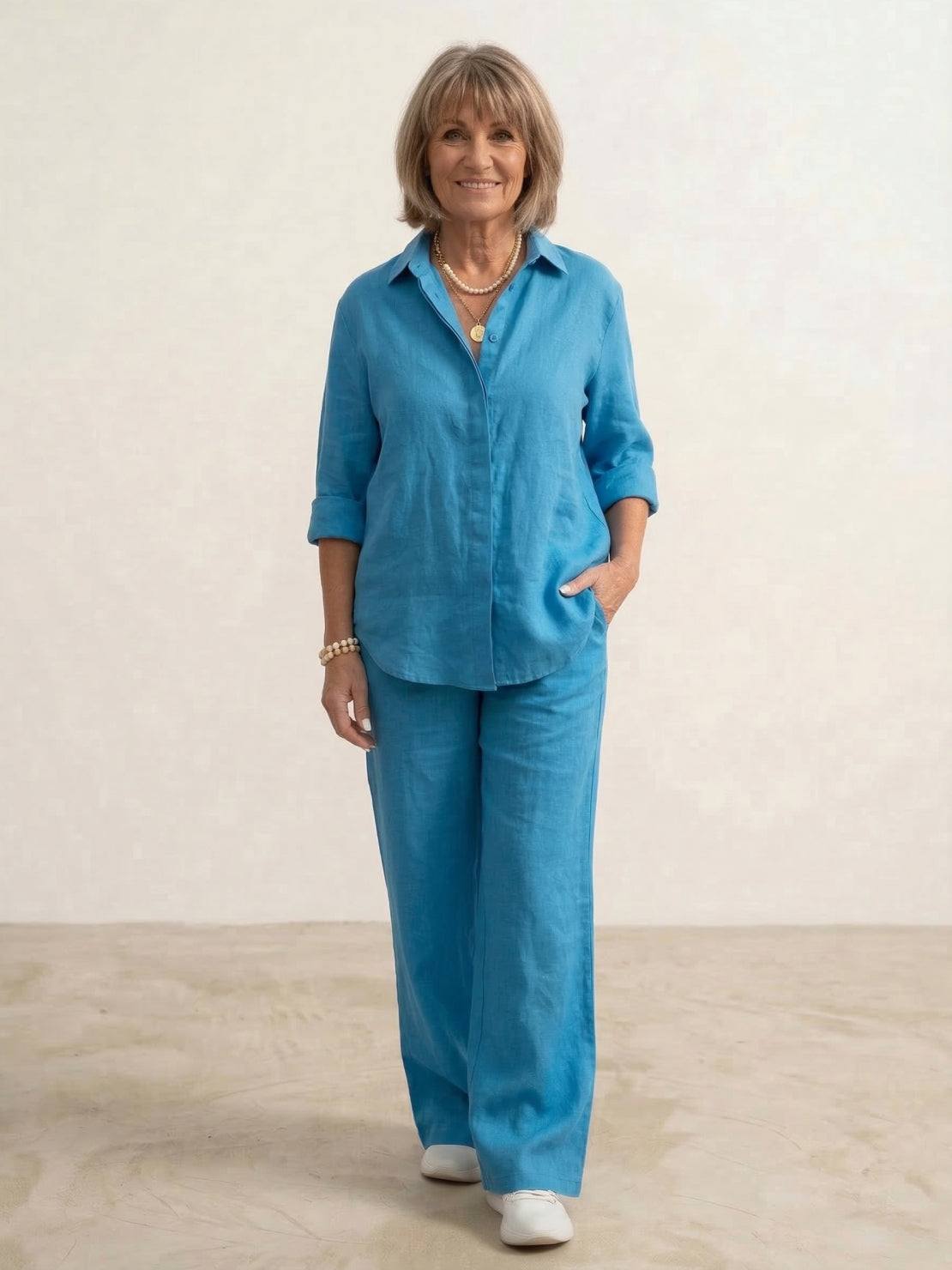 Charlotte | Button-Down Shirt with Wide-Leg Trousers Set