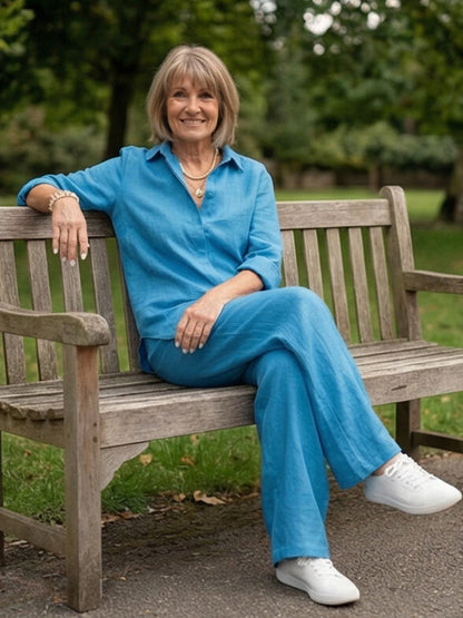 Charlotte | Button-Down Shirt with Wide-Leg Trousers Set