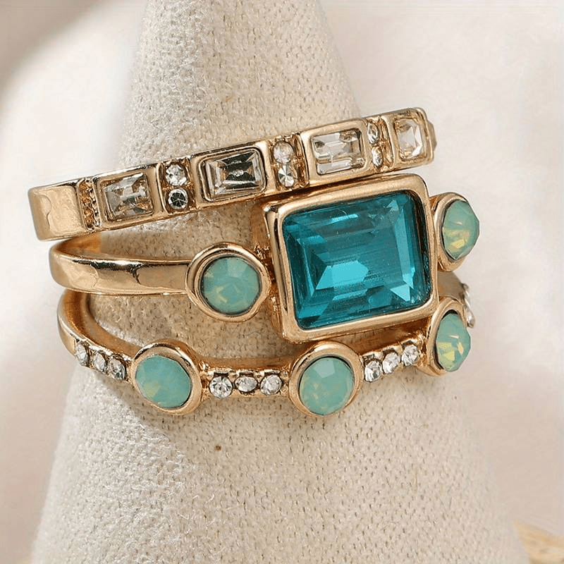 Women's Vintage Crystal Ring with Unique Design and Elegant Finish