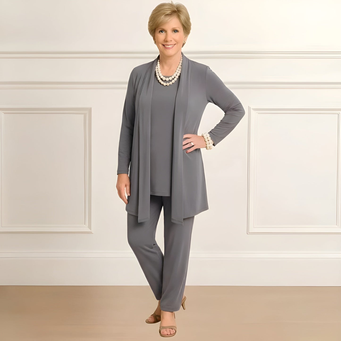 Piper | Cardigan and Trousers Set with Open Front