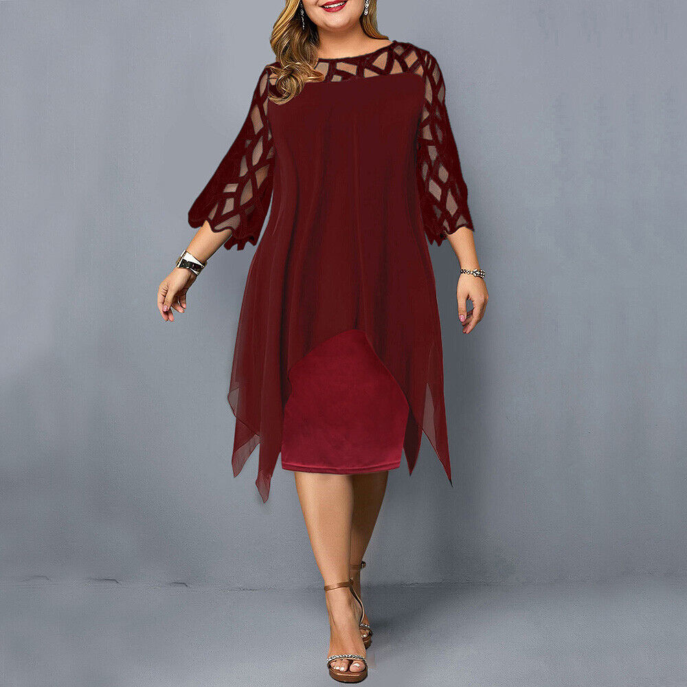 Women's Plus Size Midi Dress with Flowy Design and Draped Detail
