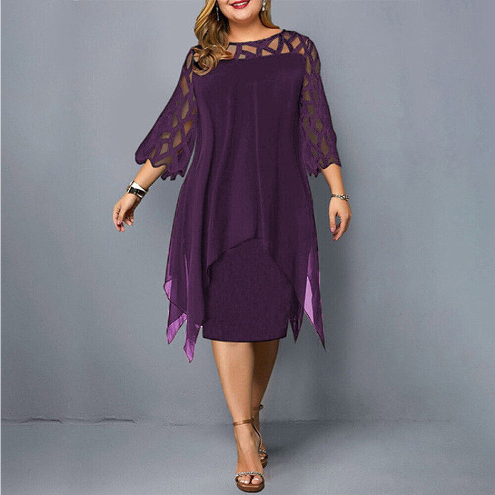 Women's Plus Size Midi Dress with Flowy Design and Draped Detail
